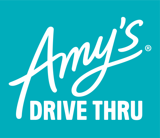 a teal square with white letters spelling Amys