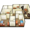 4 Bedroom 3D side view 4 bedroom floor map in beauj side view